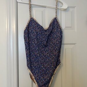 Madewell Kids Floral One Piece Swimsuit - Blue and Cream